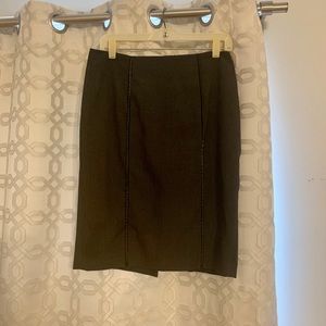 Calvin Klein dark grey suit skirt w/ black piping